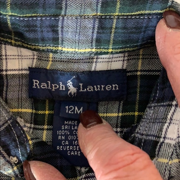 RALPH LAUREN Plaid Coverall, EC Boy 12M - Picture 6 of 6